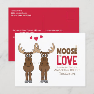 Rolig Söt Jubileumsfest Whimsical Älg Vykort