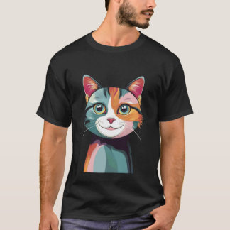 Rolig söt katt ansikte teckning konst grafik t shirt