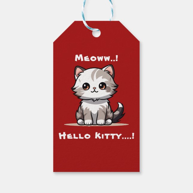Rolig söt katt julhumor  presentetikett (Baksidan)
