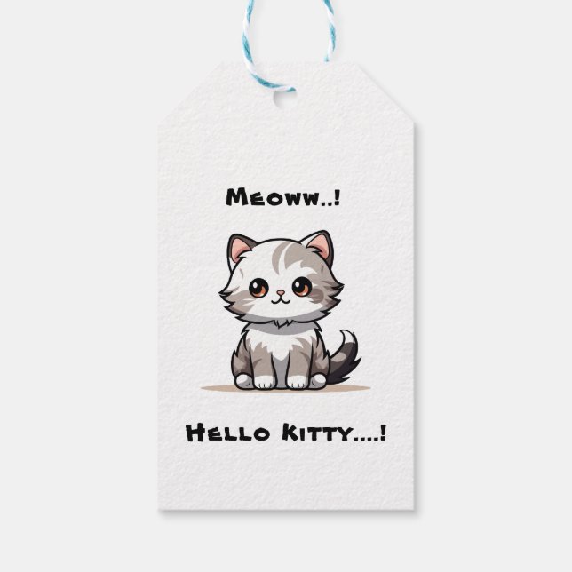 Rolig söt katt julhumor  presentetikett (Baksidan)