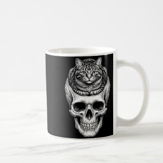 Rolig söt katt och dödskalle meme humor konst desi kaffemugg