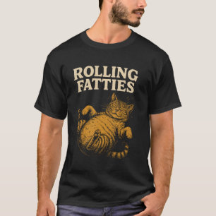 Rolig söt katt rullar feta lilla katt pappa katt t shirt
