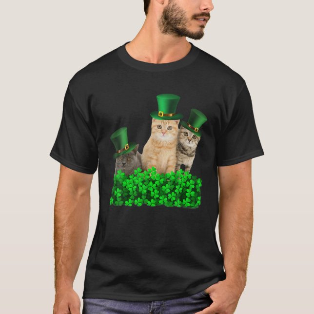 Rolig söt katt Saint Patrick dag Glad St Cattrick T Shirt (Framsida)