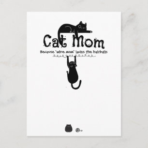 Rolig Söt Katt Vin Mamma Citat Typografi Present Vykort