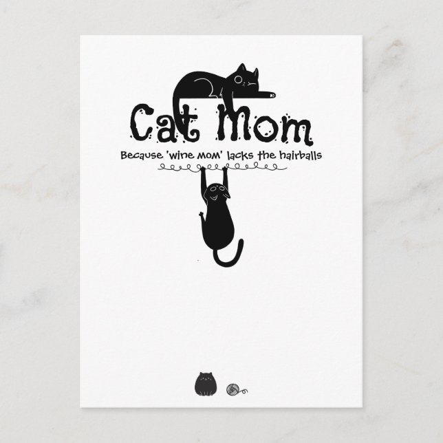 Rolig Söt Katt Vin Mamma Citat Typografi Present Vykort (Framsida)