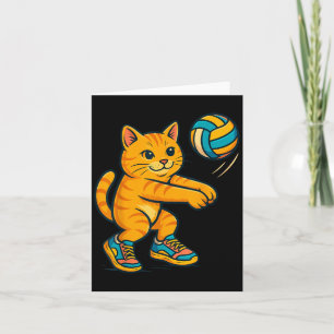 Rolig Söt Katt Volleybollspelare Fan T-Shirt Träna Kort