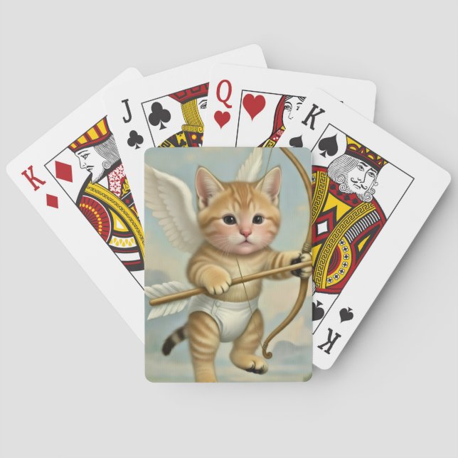Rolig söt kattunge Cupid Casinokort (Baksidan)