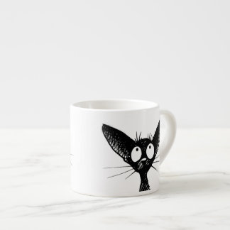 Rolig söt liten svart kattkonst espressomugg