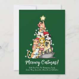 Rolig söt Meowy Catmas katt julgran Julkort