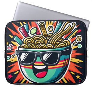 Rolig söt nudel tecknad Ramen-skål Laptop Fodral