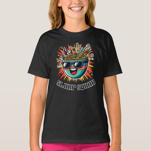 Rolig söt nudelkartong Ramen-skål T Shirt (Framsida)
