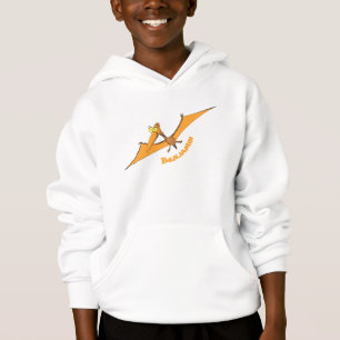 Rolig söt orange flygande pterodactyl tecknad film t shirt