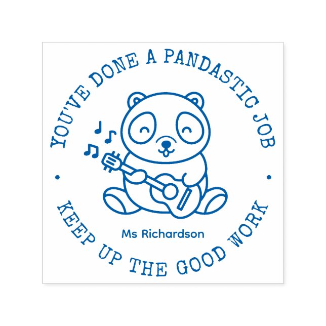 Rolig söt panda-punchline fantastiskt jobb lärare  självfärgande stämpel (Design)