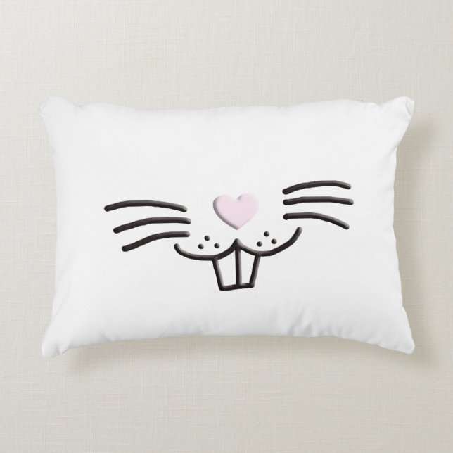 Rolig söt påskhare ansikte serieillustration prydnadskudde (Framsidan)