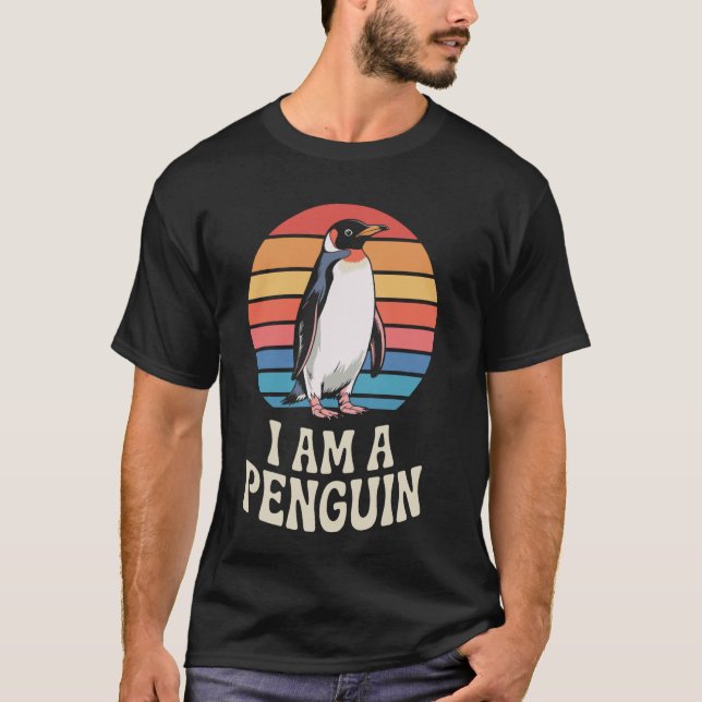 Rolig Söt Pingvin Grafisk Design T Shirt (Framsida)