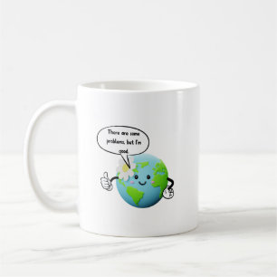 Rolig Söt Planet Jorden Jag Mår Bra Motivations Gr Kaffemugg