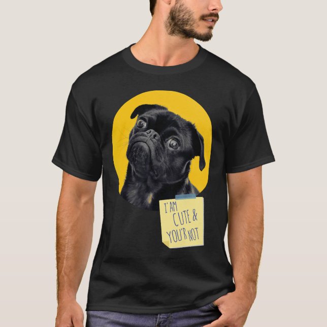 Rolig söt Pug hund 123 T Shirt (Framsida)