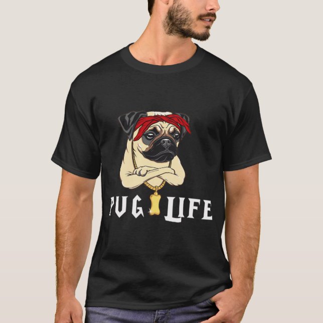 Rolig söt Pug liv  T Shirt (Framsida)
