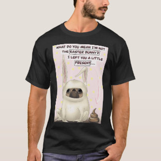 Rolig söt rosa pugskillustration av påskharen, kul t shirt