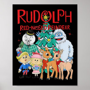 Rolig söt Rudolf den rödnästa renen jul Poster