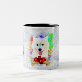 Rolig söt Samoyed hund jul Två-Tonad Mugg