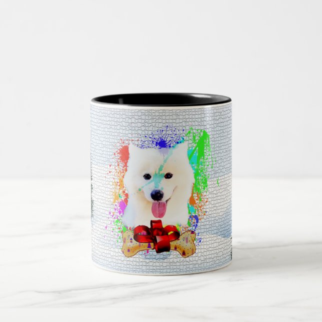 Rolig söt Samoyed hund jul Två-Tonad Mugg (Center)
