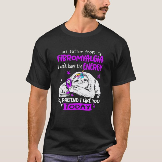 Rolig Söt Sengångare Enhörning Jag Lider Av Fibrom T Shirt (Framsida)