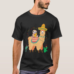 Rolig söt sengångare och lama med taco och mexikan t shirt