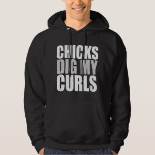 Rolig söt slogan Tjejer gillar mina lockar Lockigt Hoodie