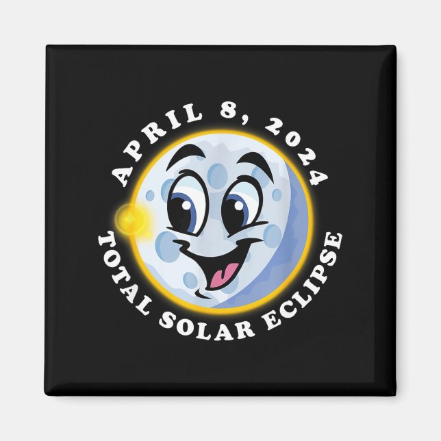 Rolig Söt Solförmörkelse 8 April Leende Magnet (Framsidan)