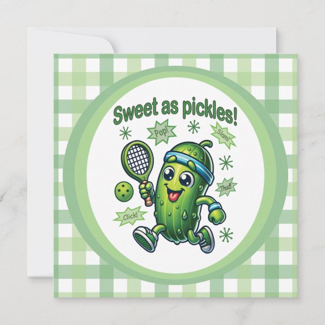 Rolig Söt Söt som Pickles Pickleball Inbjudningar (Framsida)