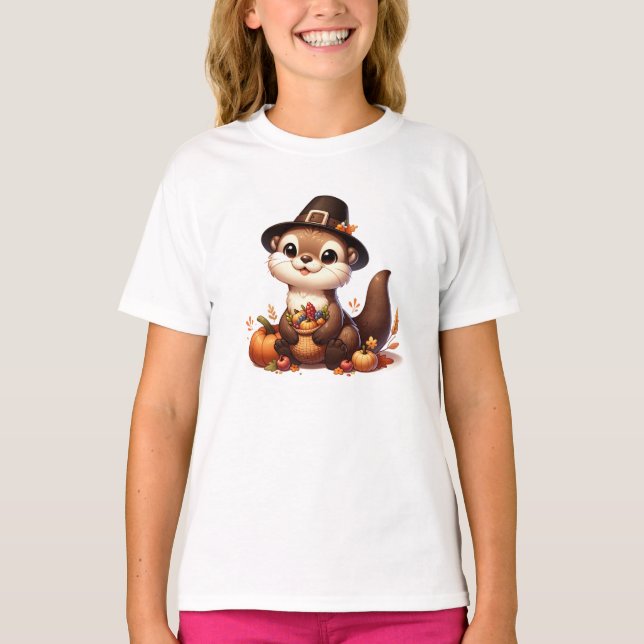 Rolig Söt Tacksam utter Thanksgiving T Shirt (Framsida)