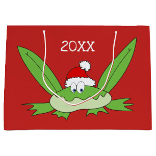 Rolig söt tecknad tomte julfrosk jul