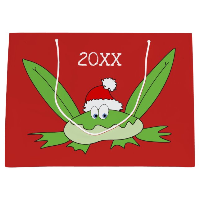 Rolig söt tecknad tomte julfrosk jul (Framsidan)