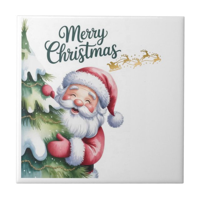 Rolig söt tomte med träd och typografi kakelplatta (Framsidan)