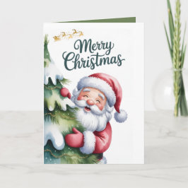 Rolig söt tomte med träd och typografi kort