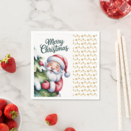 Rolig söt tomte med träd och typografi pappersservett