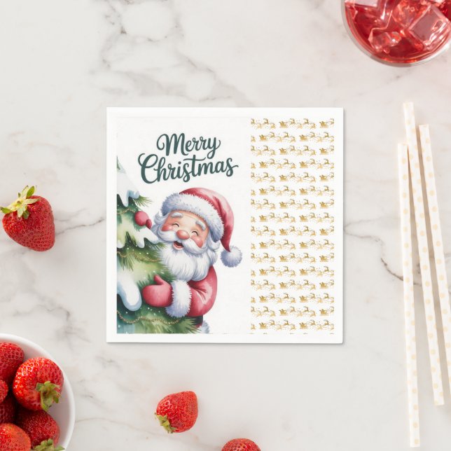 Rolig söt tomte med träd och typografi pappersservett (Insitu)