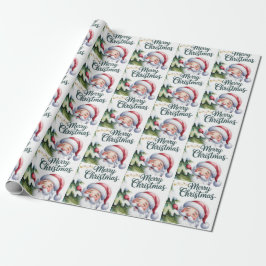 Rolig söt tomte med träd och typografi presentpapper