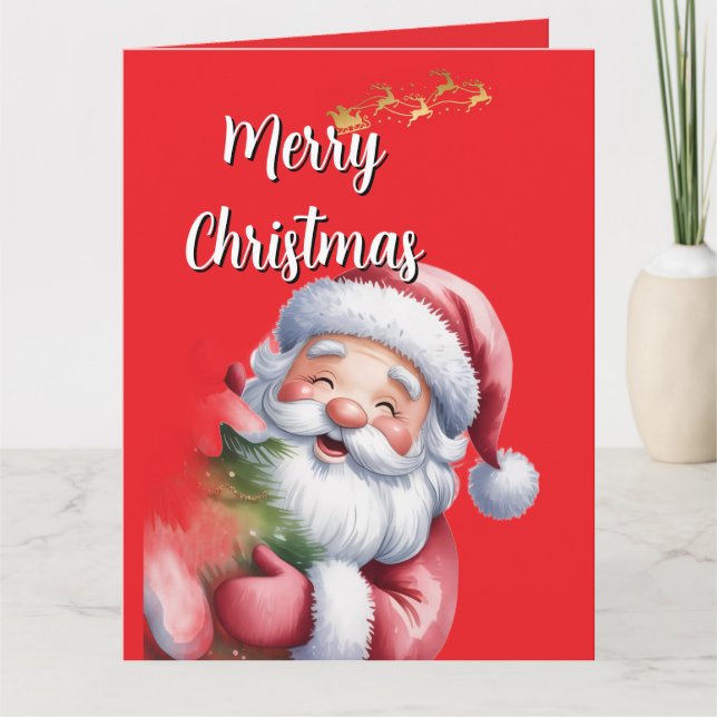 Rolig Söt Tomte & Typografi Kort (Framsida)