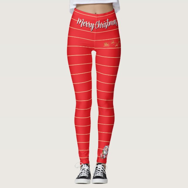 Rolig söt tomte & typografi  leggings (Framsida)