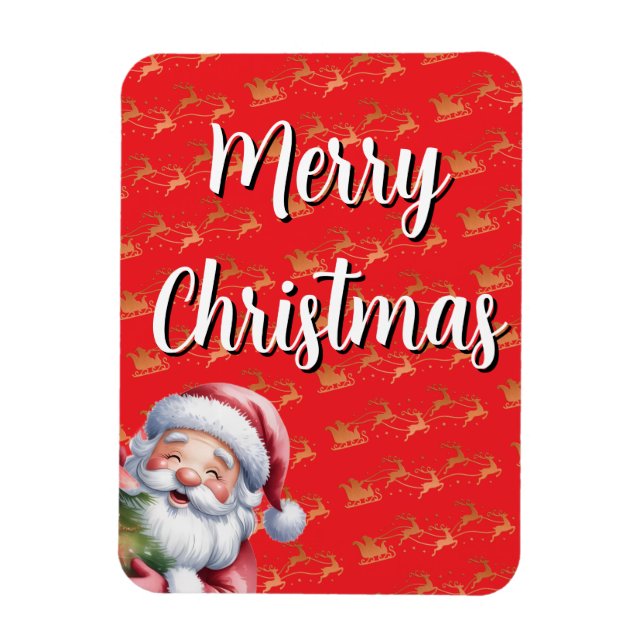 Rolig Söt Tomte & Typografi Magnet (Vertikal)
