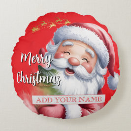 Rolig söt tomte & typografi rund kudde