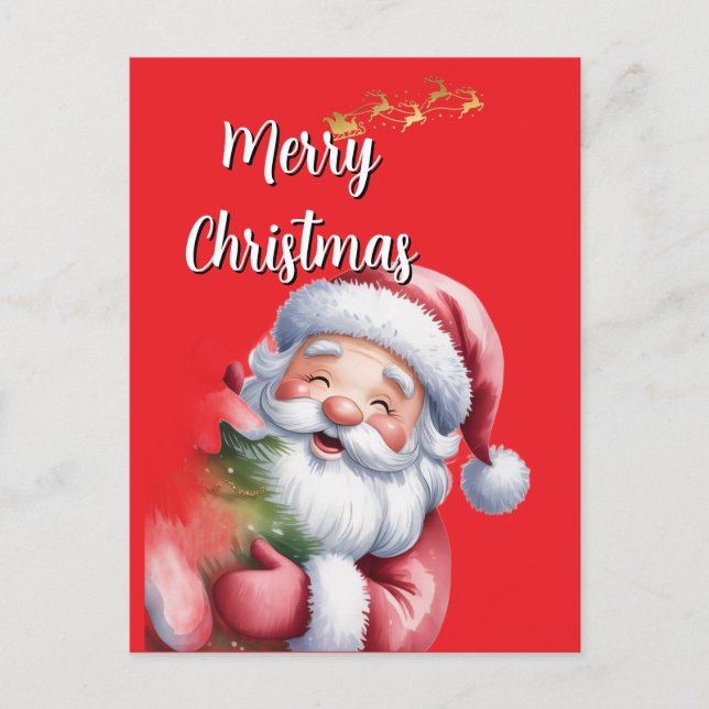 Rolig Söt Tomte & Typografi Vykort (Framsida)