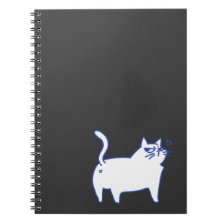 Rolig söt vit katt doodle karaktär anteckningsbok