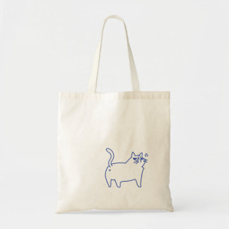Rolig söt vit katt doodle karaktär tygkasse