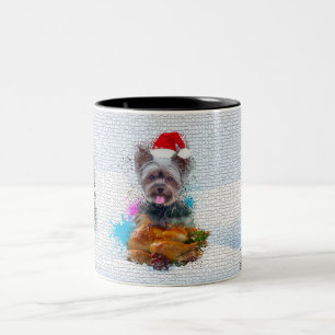 Rolig, söt Yorkie hund jul Två-Tonad Mugg