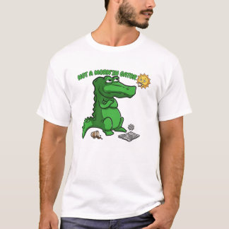 Rolig Sövande Alligator Kaffe Tecknad Film T Shirt