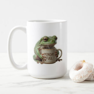 Rolig Sövnig Groda Dricker Kaffe Måndag Bränsle Kaffemugg
