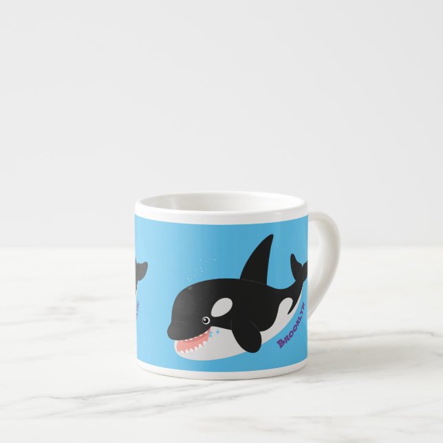 Rolig späckhuggare orca söt serieillustration espressomugg (Framsida höger)